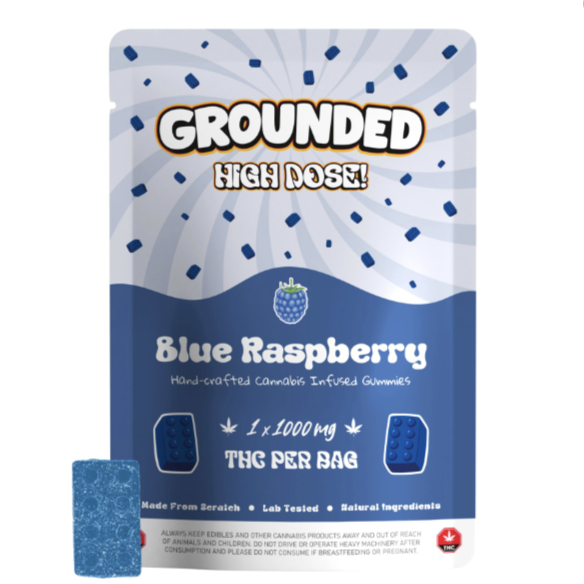 Grounded High Dose Bricks – Blue Raspberry 1000mg Gummy