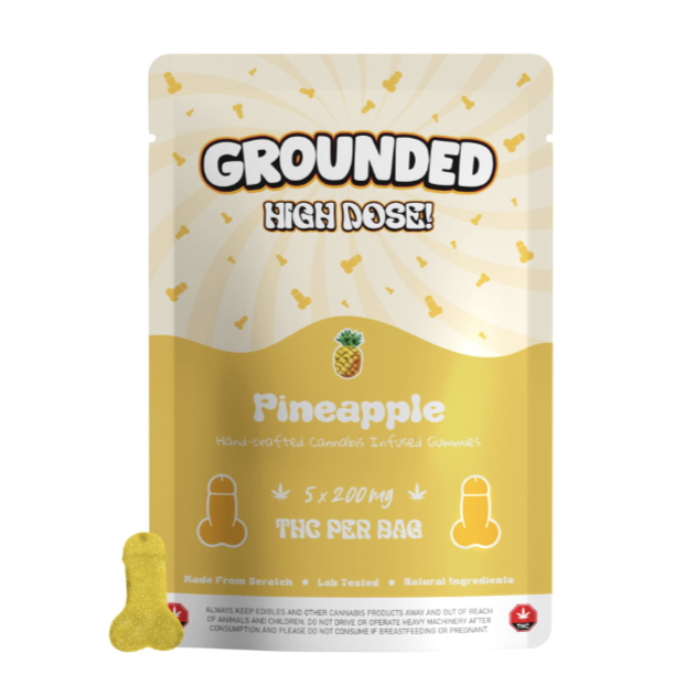 Grounded High Dose Cocks – Pineapple 1000mg Gummies
